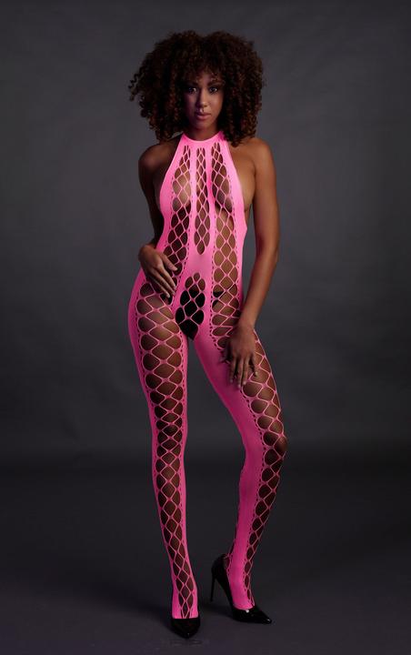 Actual product image Ouch! Bodystocking with Halterneck - Pink - XS/XL (One size)