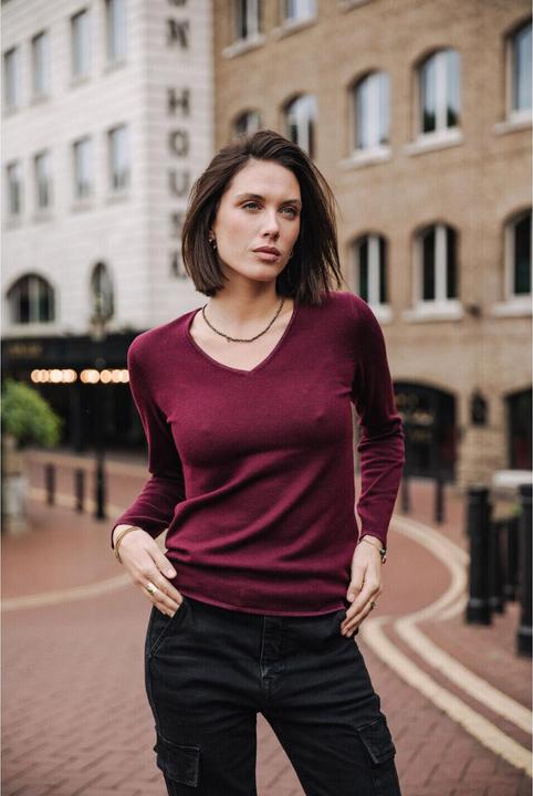 Freeman T. Porter pullover mit v-auchnitt damen lorelia (S)