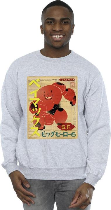 Actual product image Disney Mens Big Hero 6 Baymax Baymax Newspaper Sweatshirt (4XL)