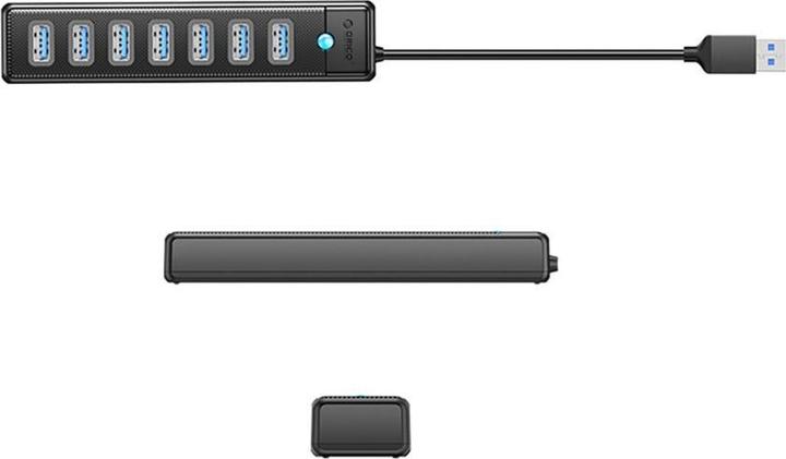 Produktbild Orico Converter PW7U-U3 hub 7x USB-A 3.0 + USB-C 5V/3A 1m - black (USB-C, 7 Ports)