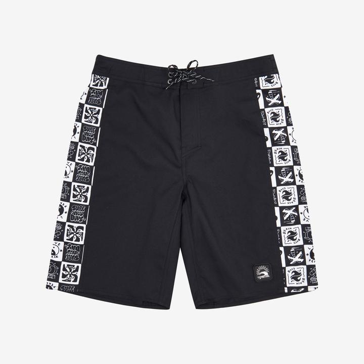 Olaian Boardshorts Surfen Jungen 900 Band schwarz