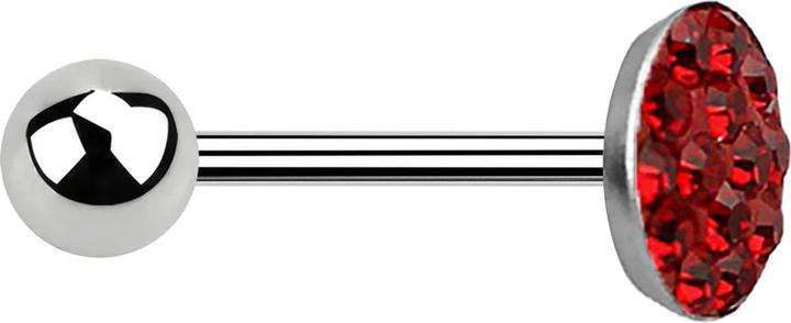 Produktbild Star Piercing Barbell silber mit Kugel und Scheibe Kristall rot (ohne Messing, Chirurgenstahl 316L)