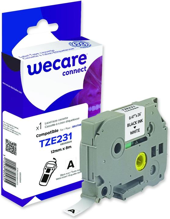 Wecare Schriftband kompatibel zu Brother TZE-231 (1.20 cm, Weiss)