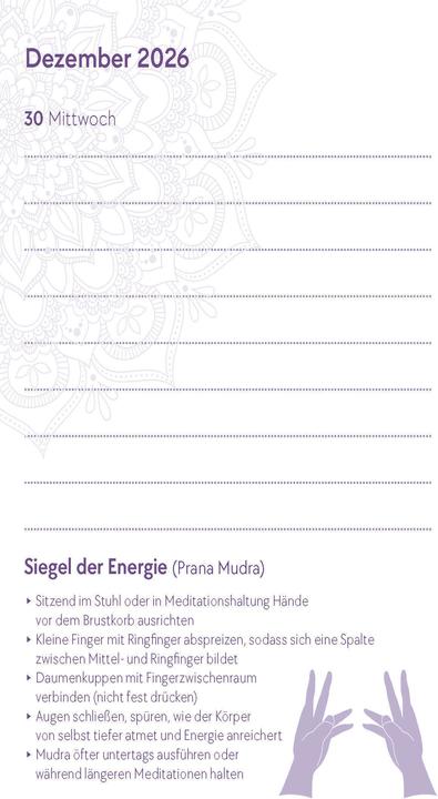 Produktbild Yoga-Kalender 2026 - Taschenkalender mit Mantras, Meditationen, Affirmationen und Hintergrundgeschic (Deutsch)