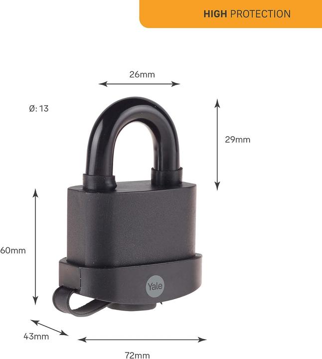 Produktbild Yale Y220B/71/130/1 Vorhängeschloss 72 mm Schlüsselschloss