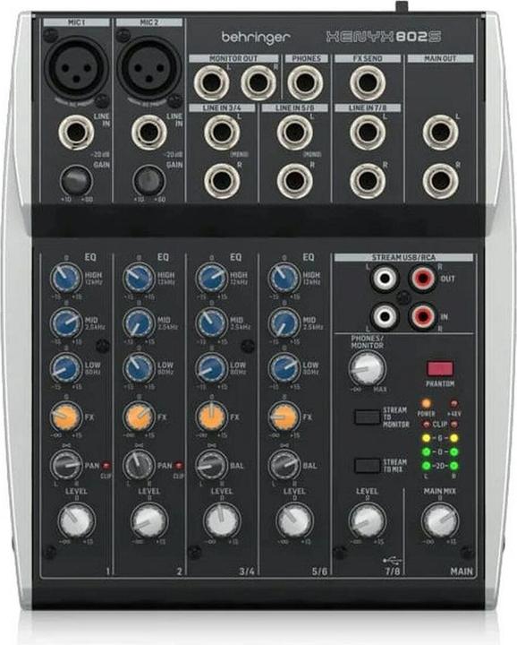 Behringer 802S - Mikser analogico a 8 canali con interfaccia USB a bassa velocità (Mixer da studio e live)