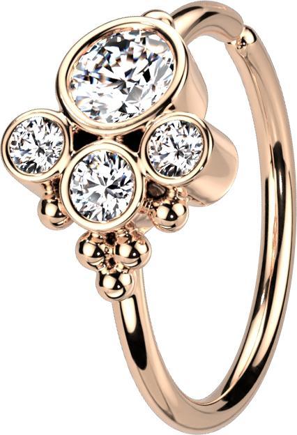 Actual product image Star Piercing Micro Piercing Ring rose gold four crystals five balls (Brass)