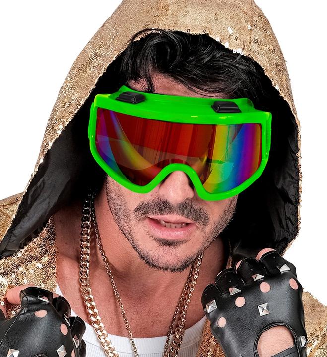 Actual product image Widmann Neon green 80s ski goggles