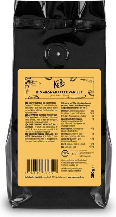 Image du produit KoRo Café biologique torréfié, moulu, à l'arôme de vanille (250 g)