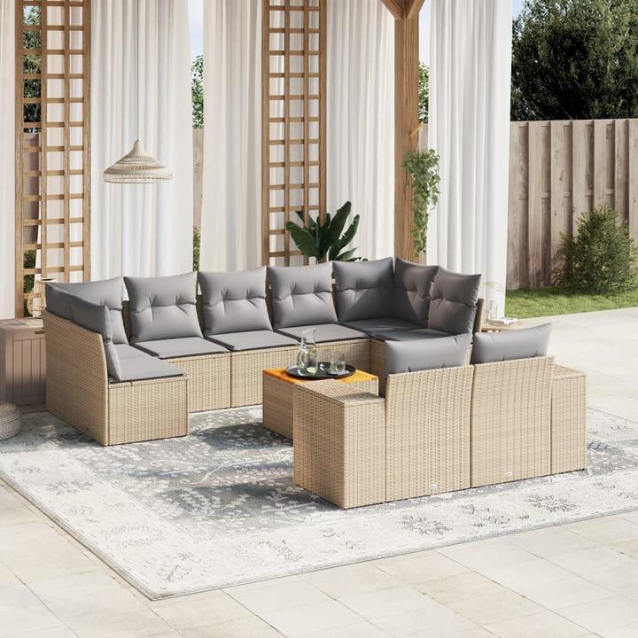 Produktbild VidaXL Gartenmöbel Sofa Garnitur Gartengarnitur Garten Sitzgruppe 10-tlg. Beige