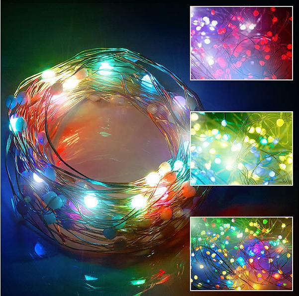 Produktbild Luminea RGB-LED-Lichterdraht mit Musik-Steuerung, WLAN und App, USB, 10 m (10 m)