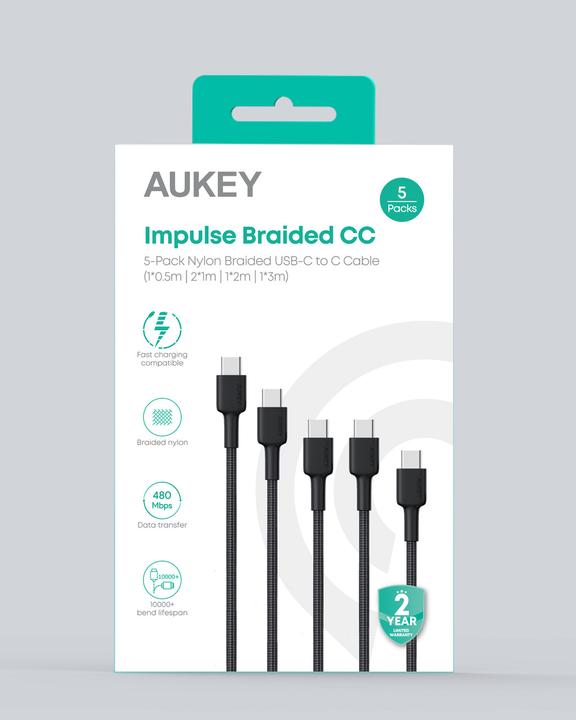 Immagine prodotto Aukey Cavo da USB-C a C 5er Pack (0.50 m, USB 2.0, 60 W)