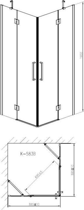 Produktbild Masterjero SHOWER ENCLOSURE 90X90X195CM 6MM BLACK