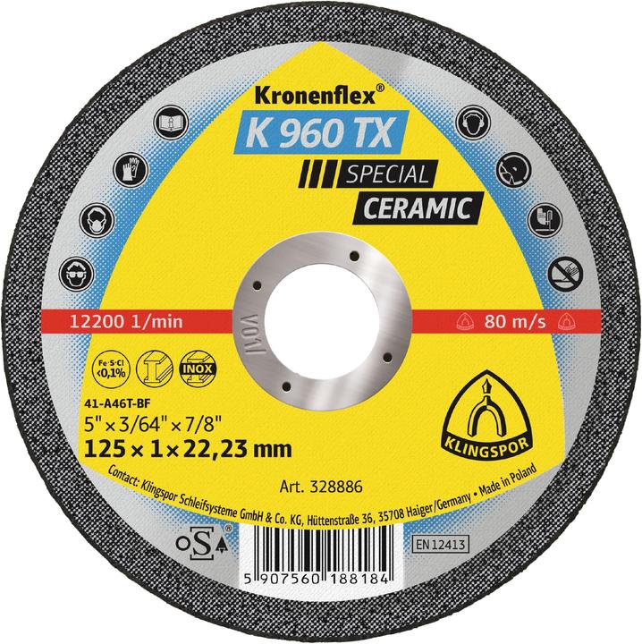 Immagine prodotto Klingspor K 960 TX Special - dischi da taglio 125 x 1 x 22,23 mm