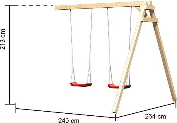 Actual product image Akubi Karibu children's play tower "Lotti" SET made of Nordic spruce, natural finish with swing extension