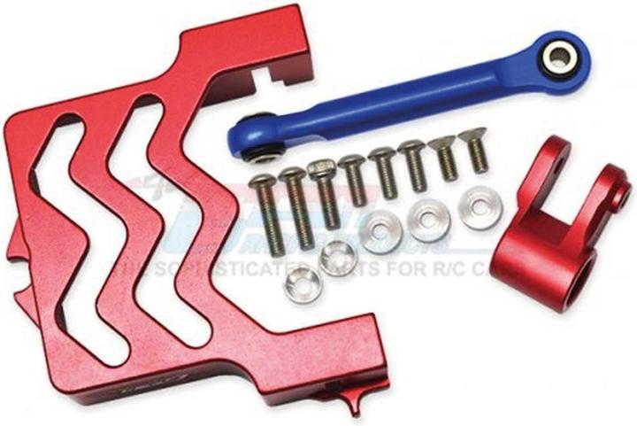 Actual product image GPM aluminium servo mount with servo horn and steering rod red trx maxx new version