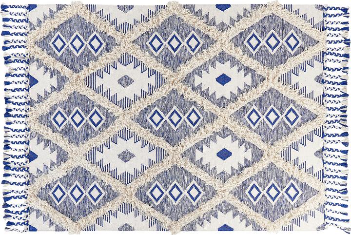 Immagine prodotto Beliani Tappeto in cotone 140 x 200 cm Beige e Blu MANAVGAT Lumarko. (140 x 200 cm)