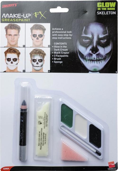 Immagine prodotto Smiffys Kit per il trucco dello scheletro Glow in the Dark