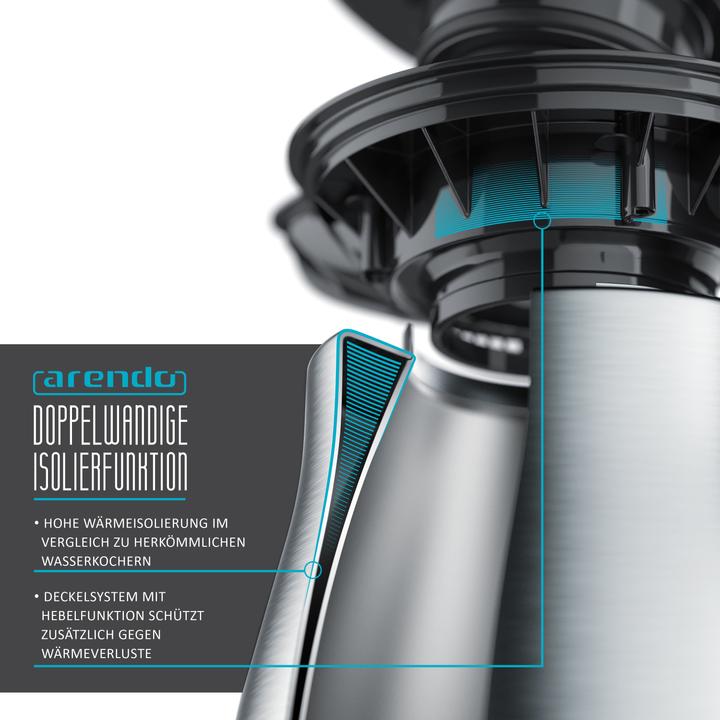 Produktbild Arendo Edelstahl Isolierkanne + Wasserkocher (1.20 l, EU-Stecker)