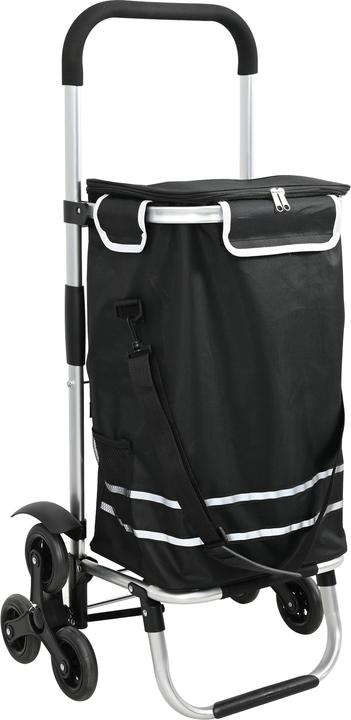 VidaXL Einkaufstrolley mit Treppensteiger Schwarz 40 L
