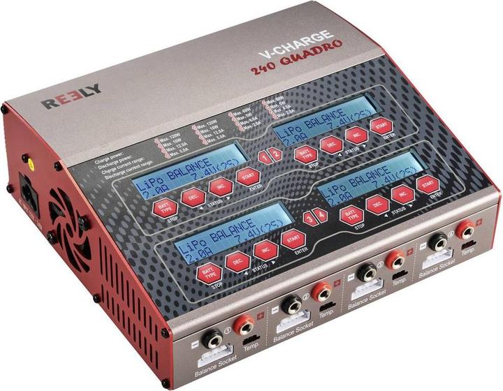 Immagine prodotto Reely V-Charge 240 Quadro, caricatore multifunzione 12 V, 230V 12A LiPo, LiIon, LiFePO, LiH