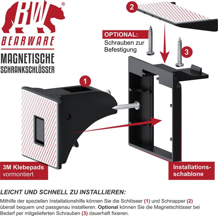 Actual product image Bearware Kindersicherung Magnetisches Schrankschloss 10er, 2 Schlüssel, kindersicher, für Schrank & Schublade