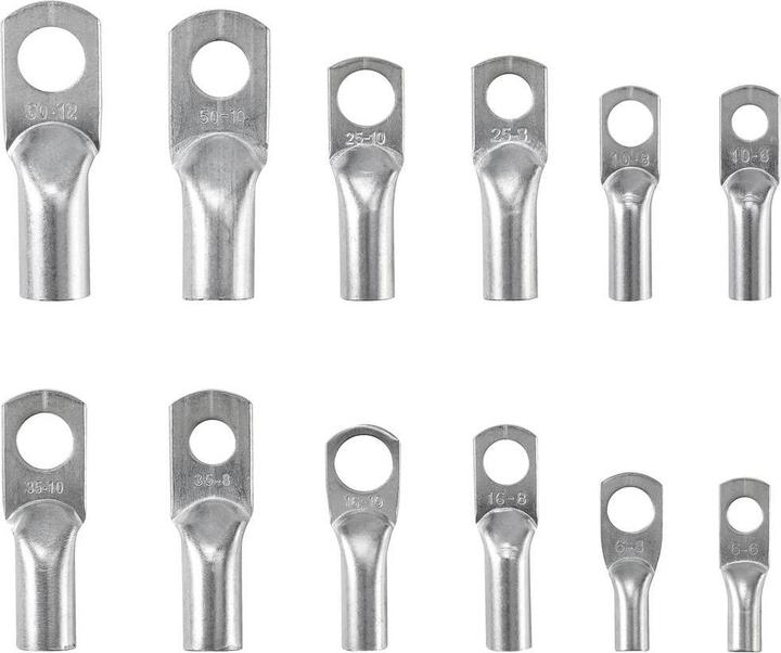 Actual product image Tru Components TC-11894512 Tubular cable lug range 6 - 50mm² with crimping pliers 6mm² 50mm² Silver 28