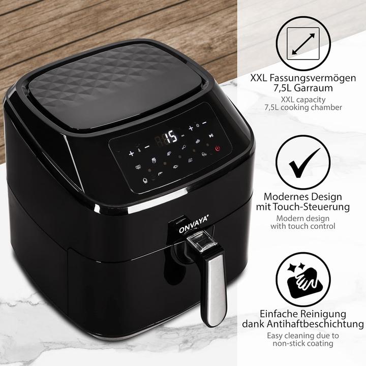 Actual product image Onvaya Airfryer XXL Heissluftfritteuse mit 10 Programmen