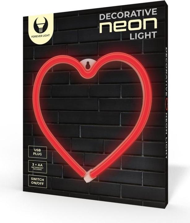 Productafbeelding Forever Light Neon LED Licht HART rood Bat + USB FLNEO7 Voor altijd licht (20 cm)