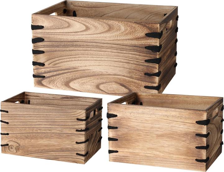 Produktbild Natura Punto 3er-Set Holzkisten mit Grifföffnungen und Verzierung, 3 Grössen