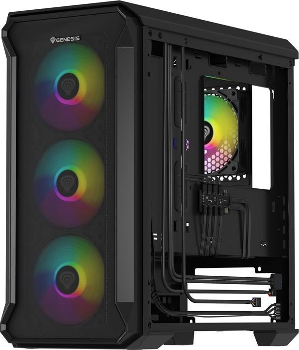 Actual product image Genesis IRID 503 ARGB PC case, Micro Tower, 2xUSB 2.0, 2x jack, 1xUSB 3.0, black (Mini-ITX)