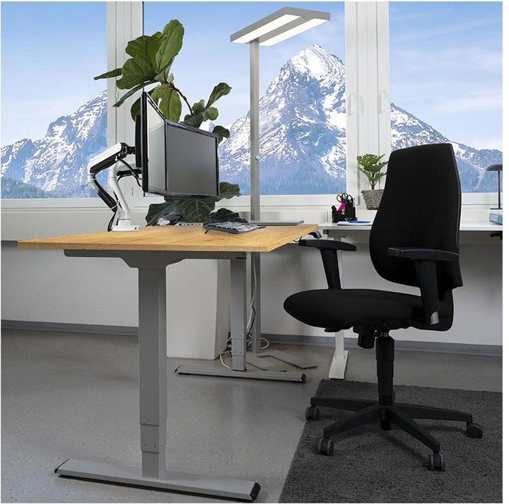 Actual product image Contini Height-adjustable office desk 1.6x0.8m oak / frame grey RAL 7045