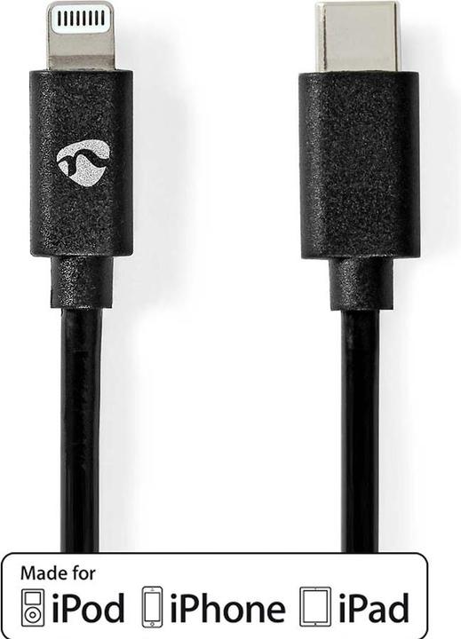 Immagine prodotto Nedis CCGP39650BK10 Cavo Lightning USB 2.0 Apple Lightning 8-Pin Connettore USB-C™ 480 Mbps Nichelato (1 m, USB 2.0)