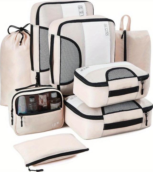 Only-Bags.Store Jeu de 8 cubes de rangement - Organisateur de bagages en polyester de haute qualité avec poches