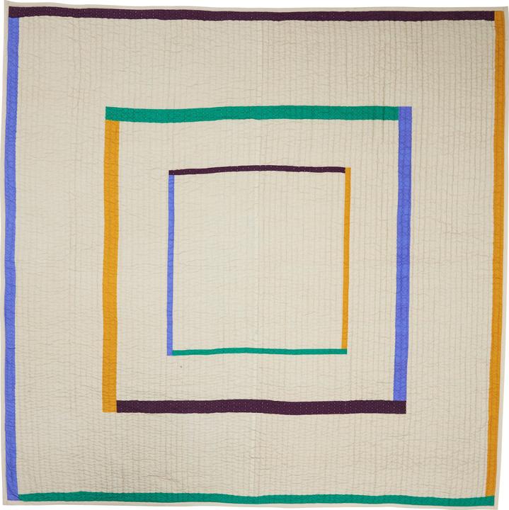 Hübsch Pretty - Twist Bedspread Square 260x260 Sand/Multicolour (260 x 260 cm)