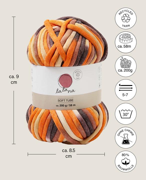 Immagine prodotto Lalana Lana Soft Tube, filato tubolare 6 mm x 58 m, 200 g (58 m)