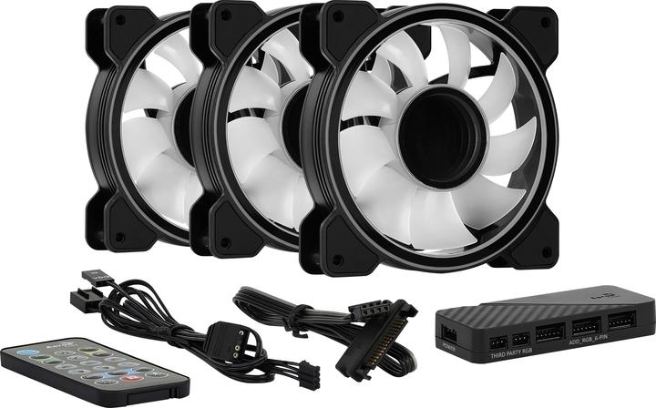 Produktbild AeroCool Mirage 12 ARGB Pro Computergehäuse Kühlset 12 cm Schwarz (120 mm, 3 x)