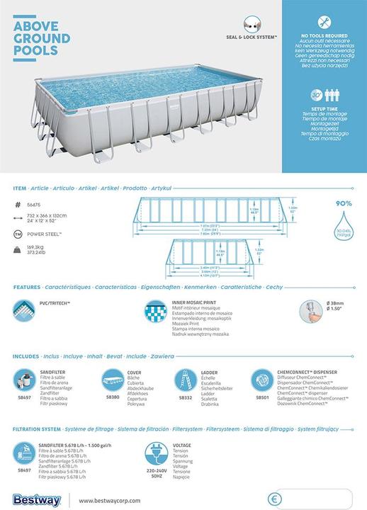 Actual product image Bestway Power Steel Fram Pool Set (732 x 366 x 132 cm)