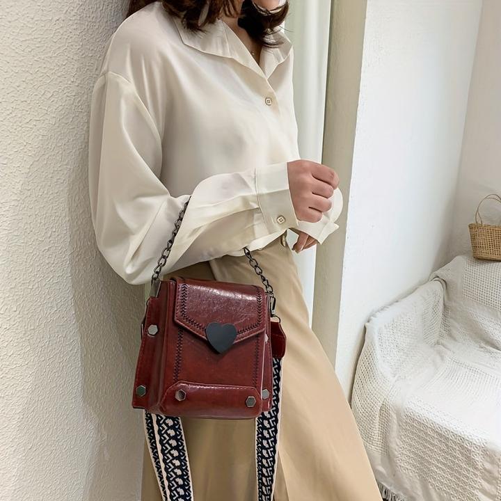 Immagine prodotto Only-Bags.Store Mini borsa crossbody retrò, custodia per telefono cellulare in pelle PU di moda, borsa quadrata con