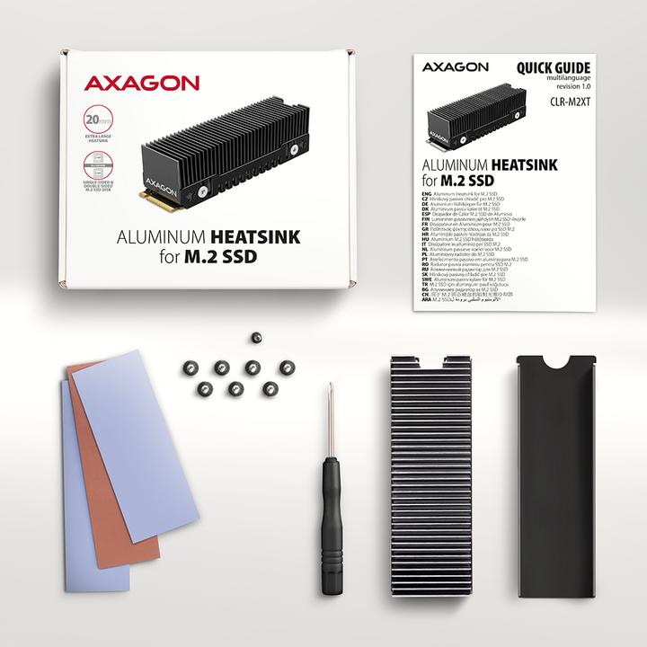 Image du produit Axagon CLR-M2XT Refroidisseur passif pour SSD M.2, aluminium - 2280