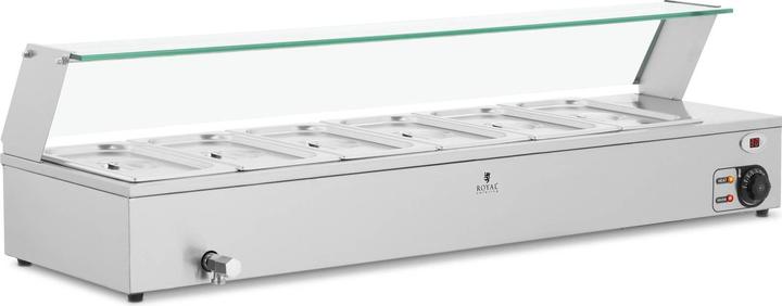 Produktbild Royal Catering Bain Marie Speisenwärmer Edelstahl 6 GN-Behälter 21 L 30 - 110 °C 2100 W