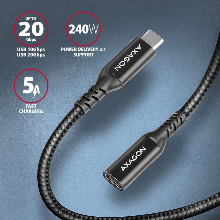 Immagine prodotto Axagon BUCM32-CF15AB Cavo di prolunga Kabelis Gen2 USB-C - USB-C 1,5 m, 5 A, 20 Gbit (1.50 m, USB 3.2 Gen 2x2)