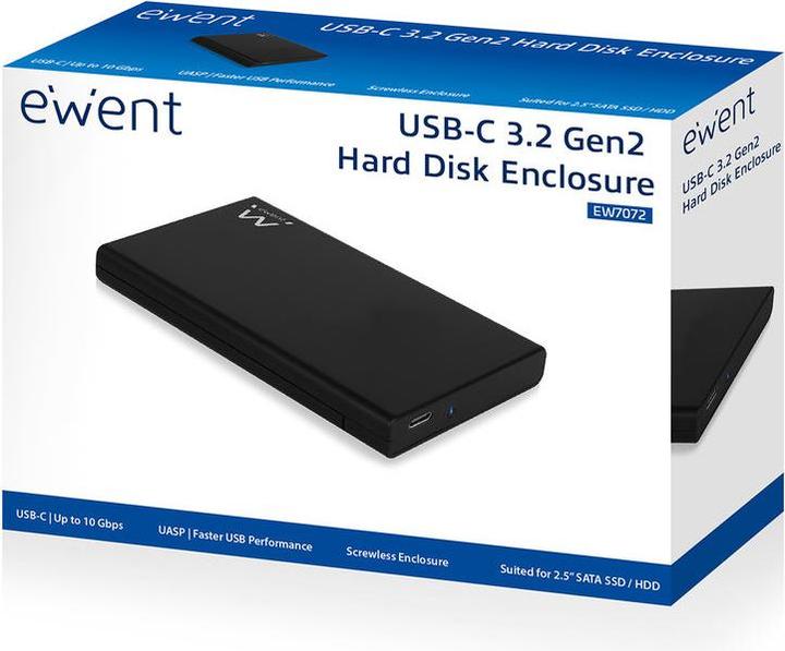 Actual product image Ewent EW7072 Storage Drive Enclosure 2.5" HDD / SSD Enclosure Black (2.5")