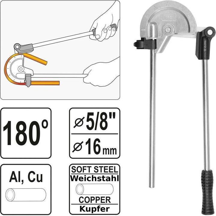 Actual product image Yato Professional hand tube bender for tubes up to 16mm (460 mm)
