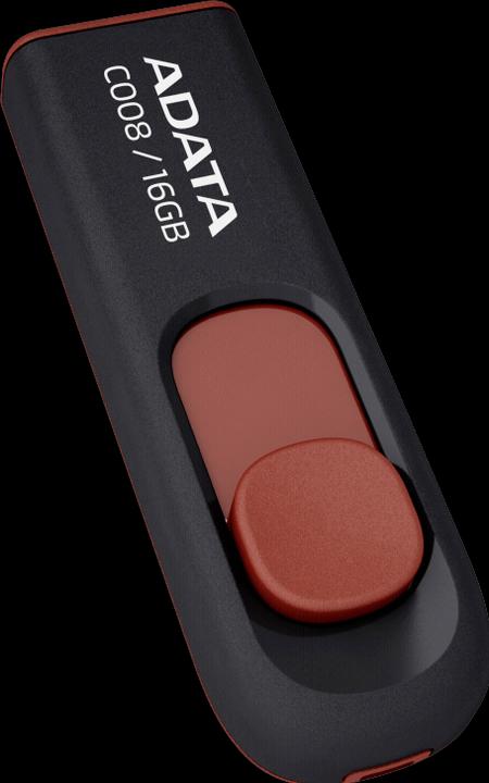 Actual product image Adata USB 2.0 Stick C008 Black/Red 16GB (16 GB, USB-A)