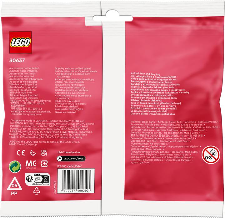 Produktbild LEGO Tier-Ablageschale & Taschenanhänger (30637, LEGO Dots)