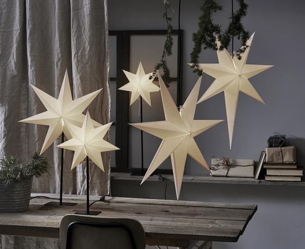 Produktbild Star Trading Papierstern on base FROZEN weiss 34x55cm 1 LED E14