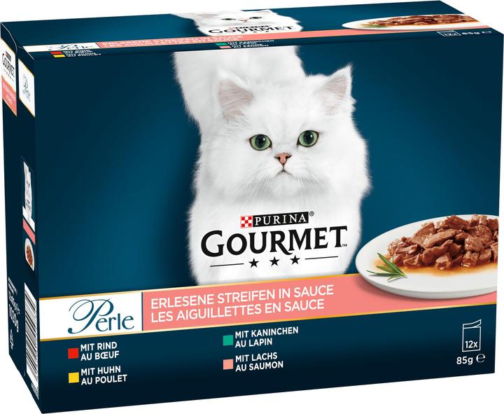 Immagine prodotto Gourmet Squisiti straccetti in salsa (manzo, pollo, coniglio e salmone) (Adulto, 12 pz., 1135 g)