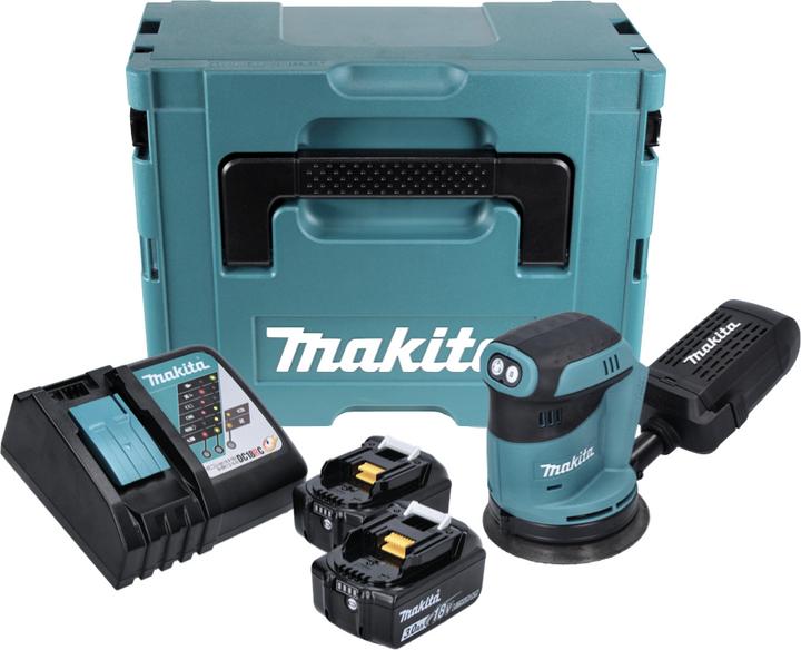 Produktbild Makita DBO 180 RFJ Akku Exzenterschleifer 18 V 125 mm + 2x Akku 3,0 Ah + Ladegerät + Makpac (Exzenterschleifer)