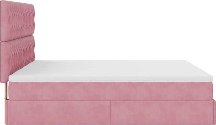 Image du produit VidaXL Ottoman-lit avec matelas rose 200x200 cm velours (200 x 200 cm)